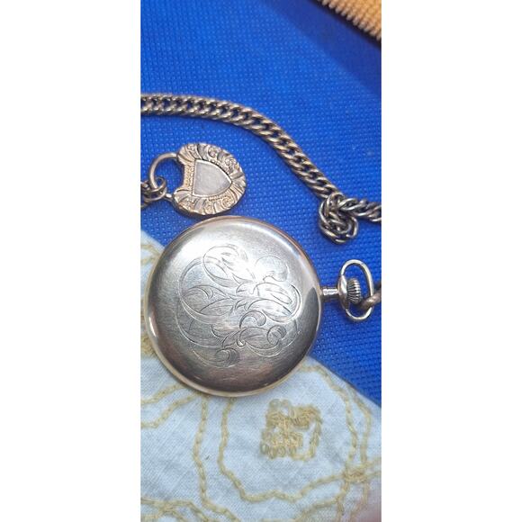 Tacy Watch Co. "MARION" Pocket Watch w/ 15 jewels Swiss Made Size 9s w/ Chain - Picture 2 of 10